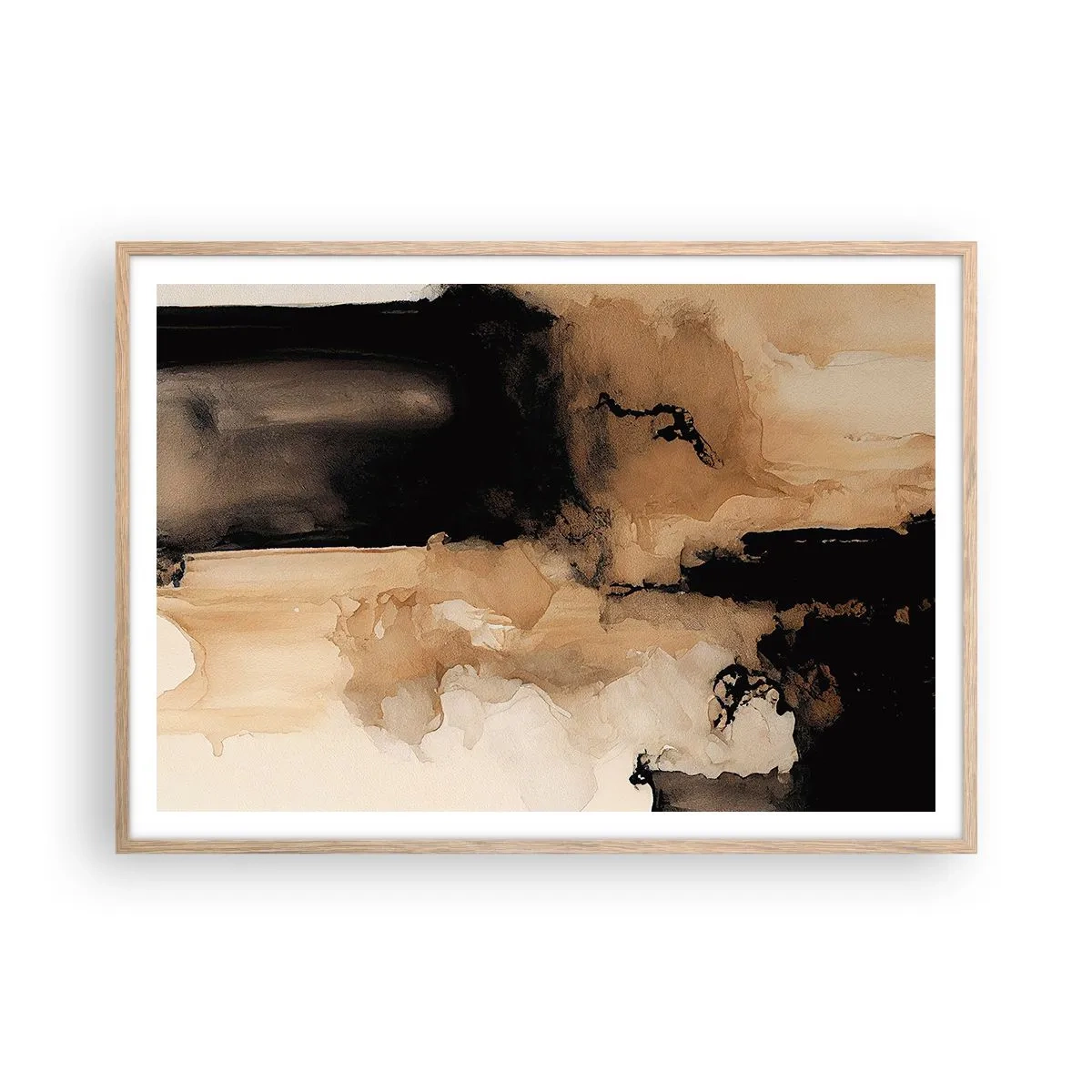 Plakat i ramme af lyst egetræ - En spændende abstraktion - 100x70 cm