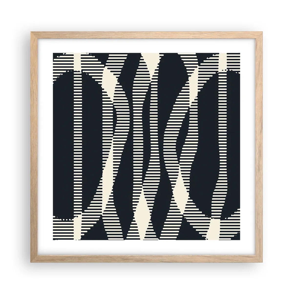 Plakat i ramme af lyst egetræ - Forsøg på at bryde igennem mørket - 50x50 cm