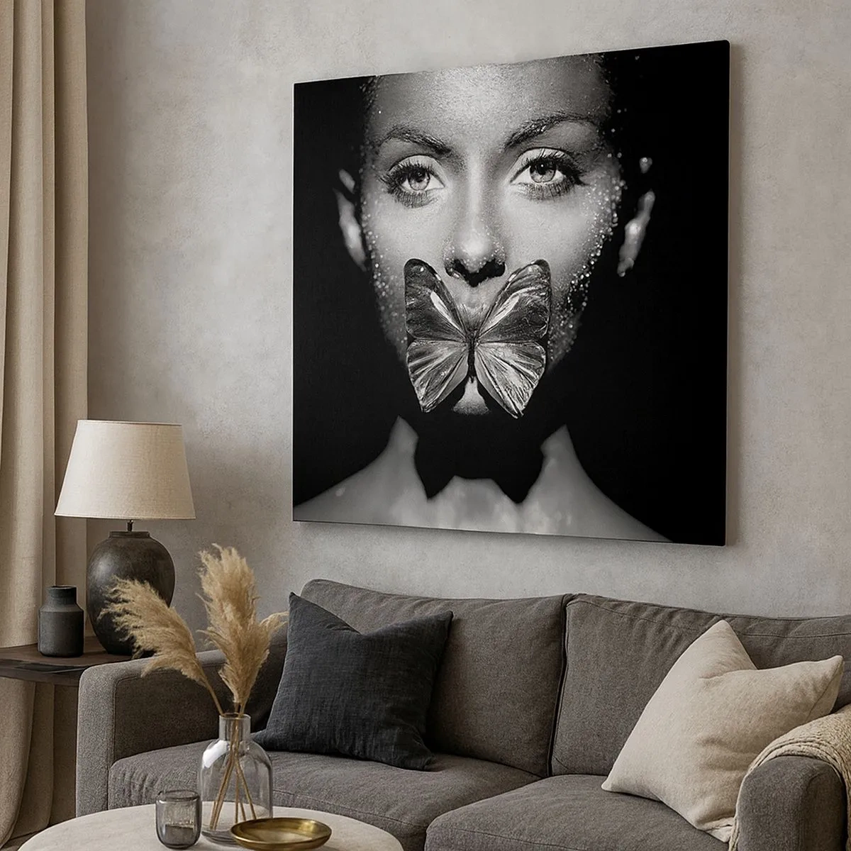 Lærredstryk - Billede på lærred - Sommerfuglekys - 30x30 cm