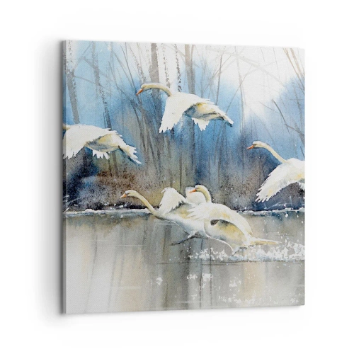 Lærredstryk - Billede på lærred - Som i en fortælling om vilde svaner - 60x60 cm