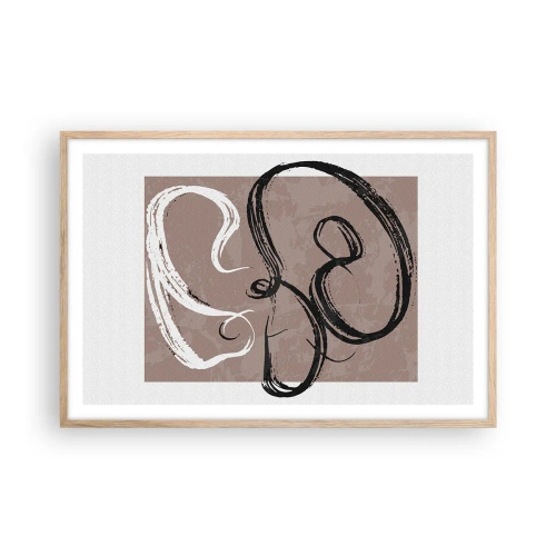 Plakat i ramme af lyst egetræ - Komposition - en søgen efter fuldstændighed - 91x61 cm