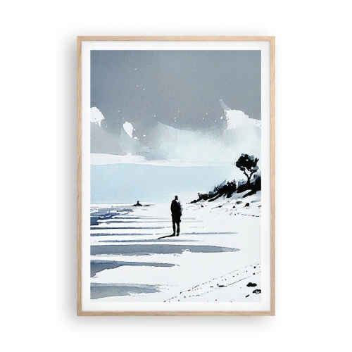 Plakat i ramme af lyst egetræ - Alene - 70x100 cm