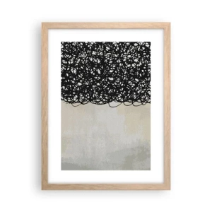 Plakat i ramme af lyst egetræ - En hvirvlende abstraktion - 30x40 cm