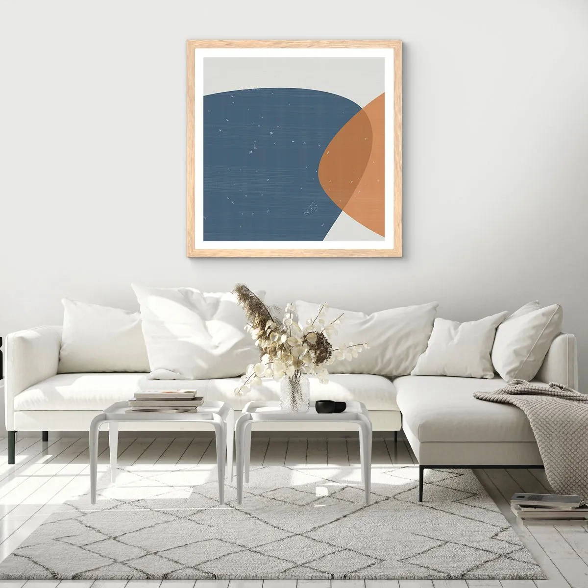 Plakat i ramme af lyst egetræ - Ovaler og påvirkninger - 50x50 cm