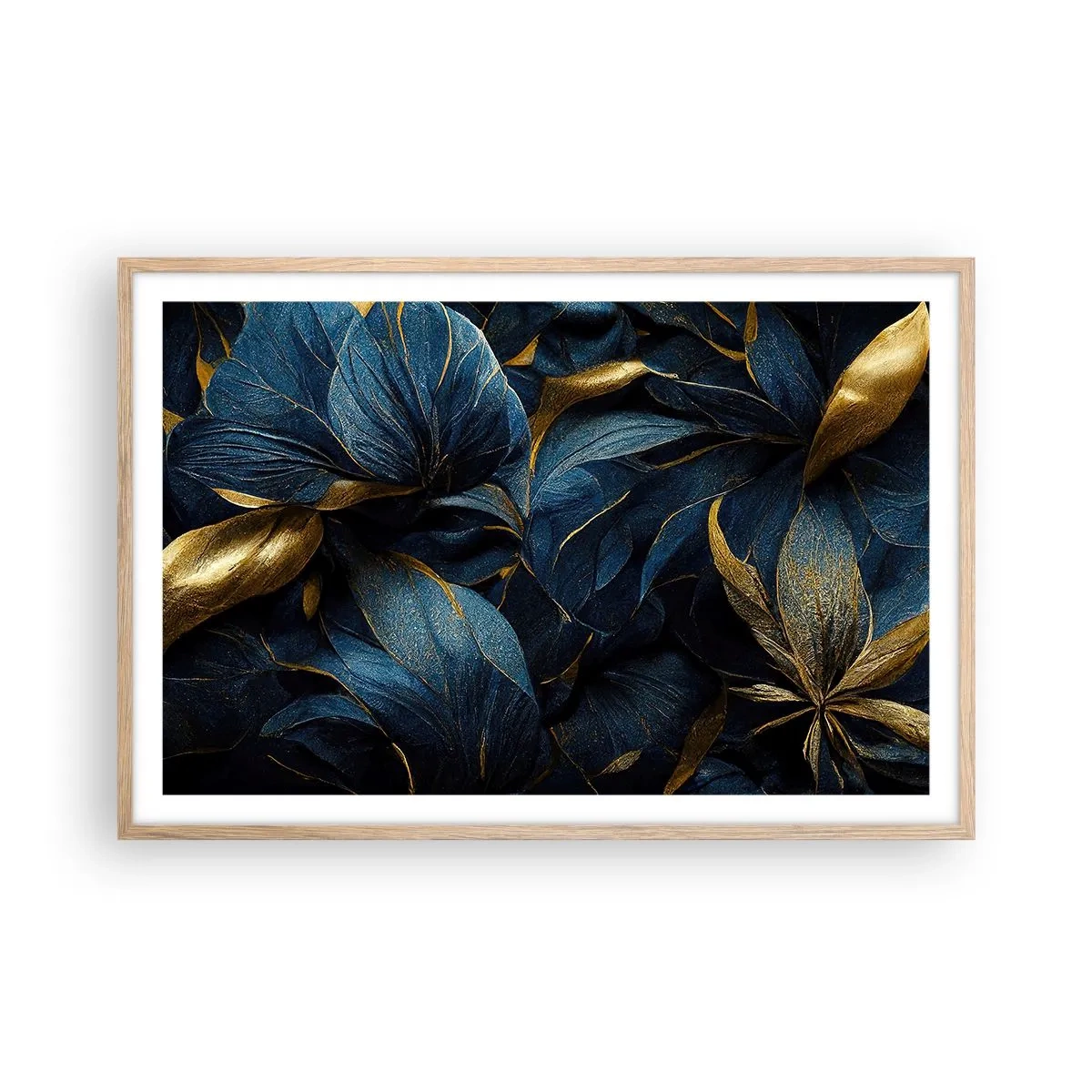 Plakat i ramme af lyst egetræ - Foret med guld - 91x61 cm