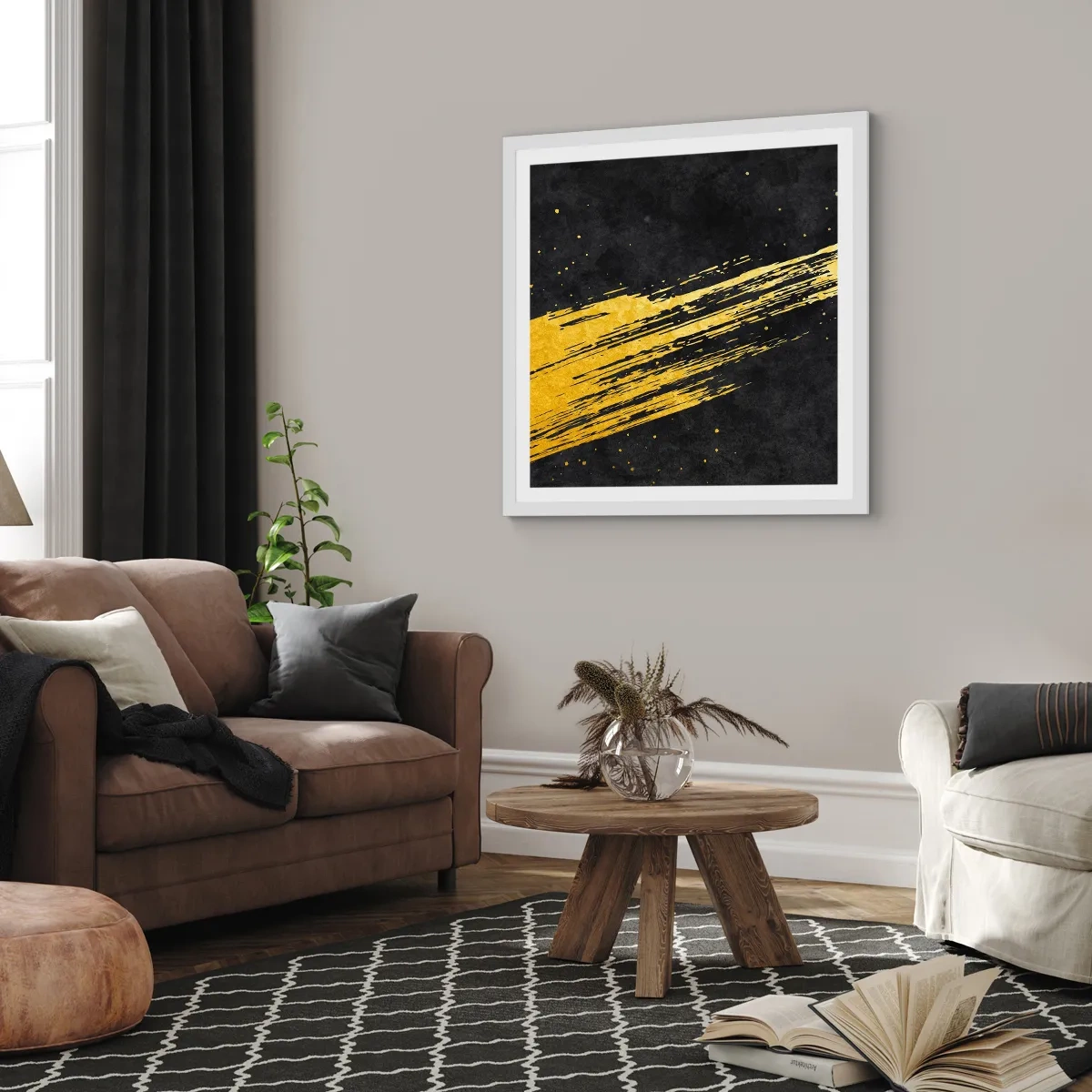 Plakat i hvid ramme - Hop ind i hyperrummet - 60x60 cm