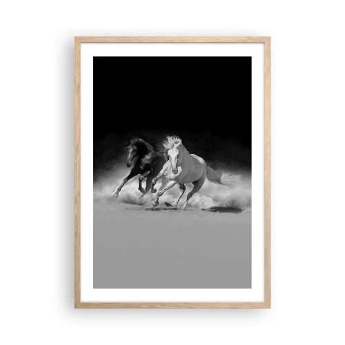 Plakat i ramme af lyst egetræ - Frihedens galop - 50x70 cm