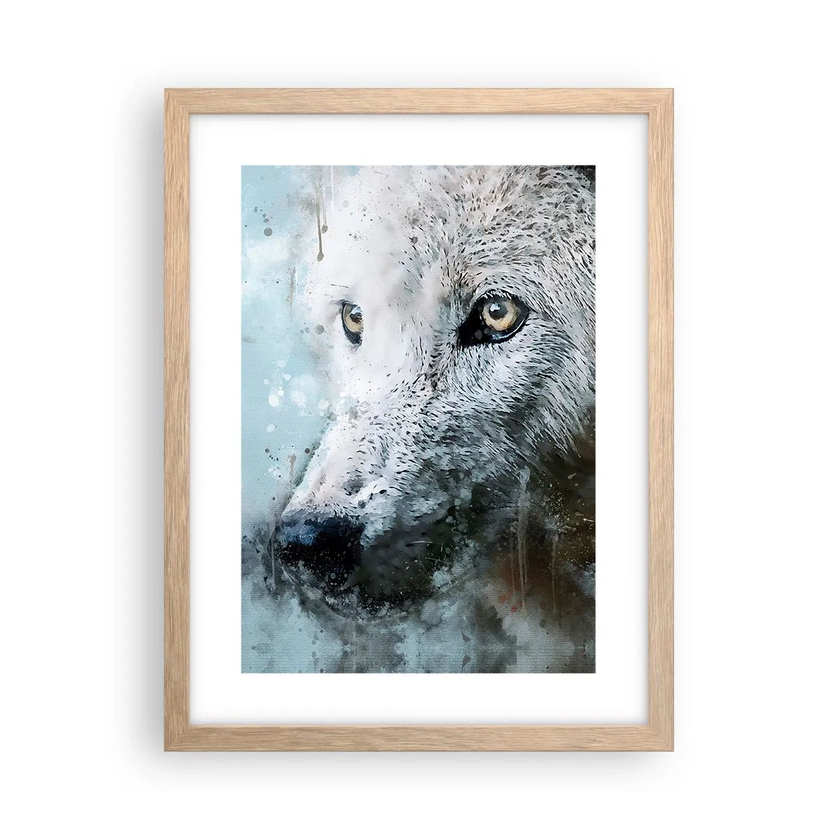Plakat i ramme af lyst egetræ - Mød ulvesjælen - 30x40 cm
