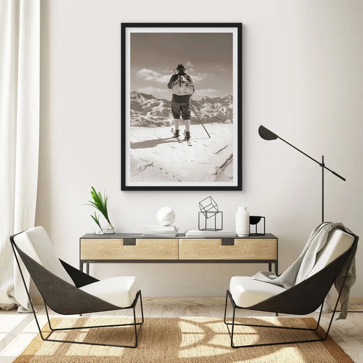 Plakat i sort ramme - Og bjergene er de samme - 40x50 cm