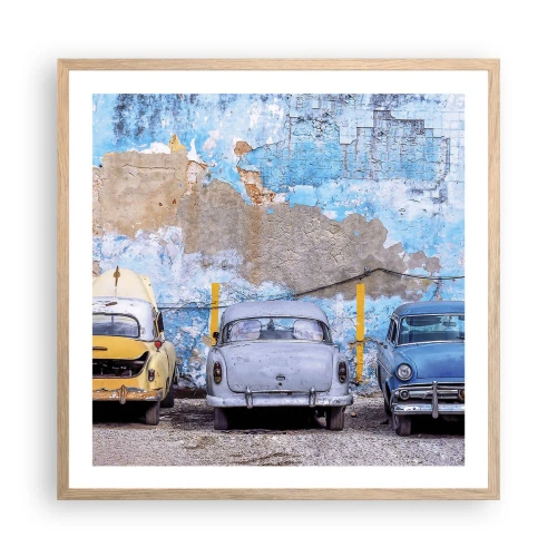 Plakat i ramme af lyst egetræ - Møde for veteraner - 60x60 cm