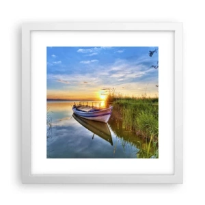 Plakat i hvid ramme - Bugt med opfyldte drømme - 30x30 cm