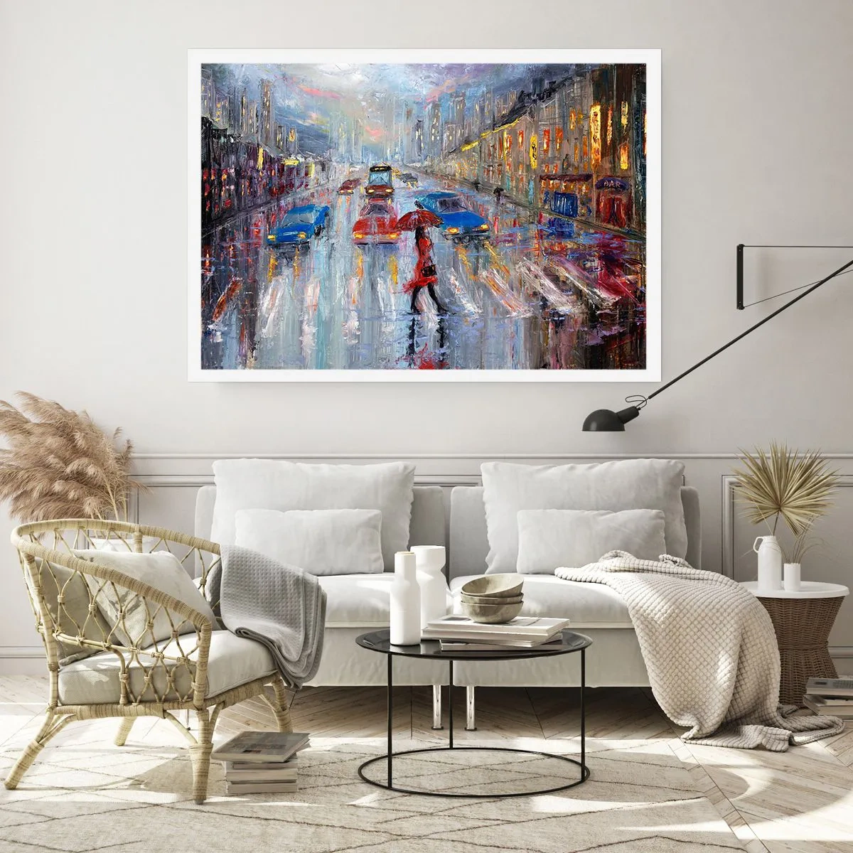 Plakat - Regnfuld eftermiddag i byen - 100x70 cm