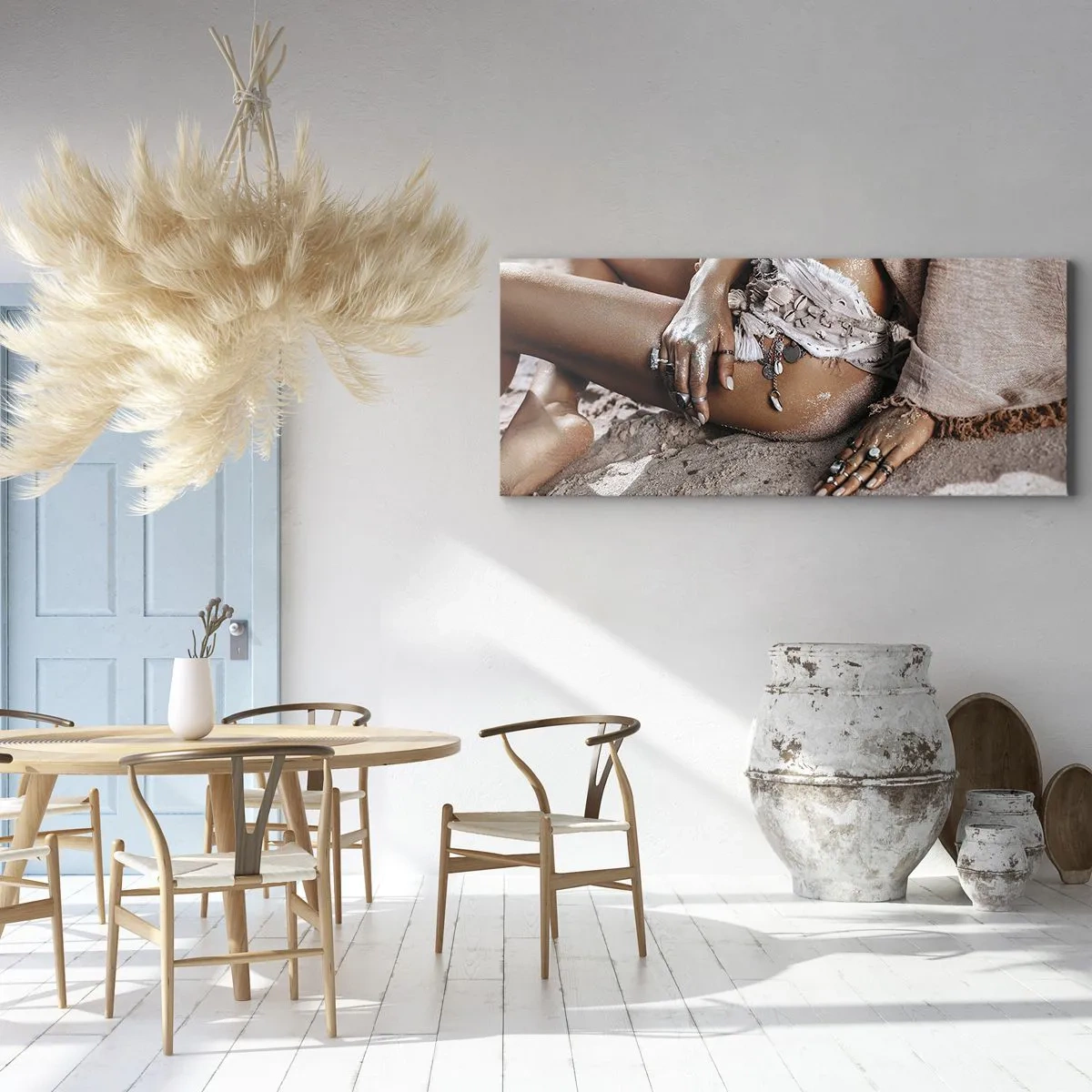 Lærredstryk - Billede på lærred - Kastet ud af bølgerne? - 140x50 cm