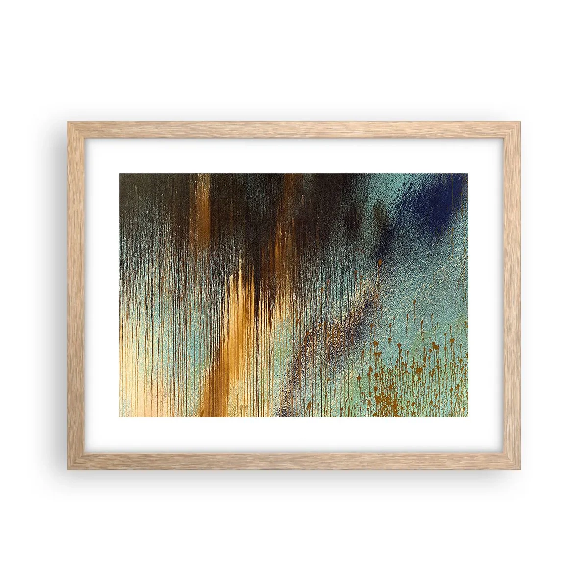 Plakat i ramme af lyst egetræ - En utilsigtet farverig komposition - 40x30 cm