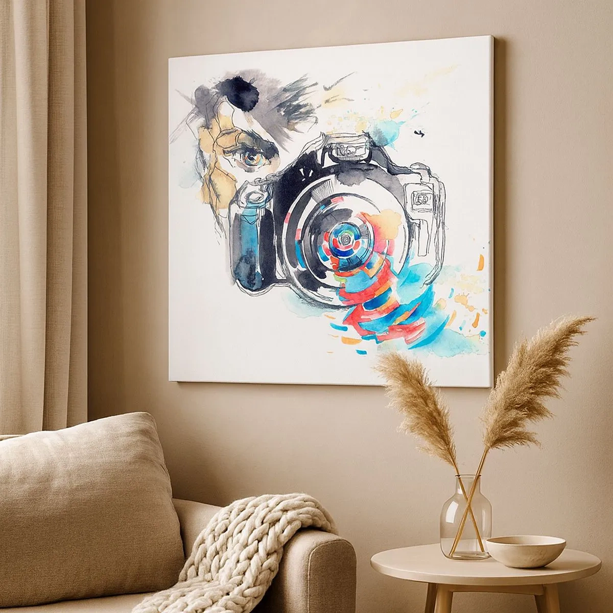 Lærredstryk - Billede på lærred - I linsens øje - 30x30 cm