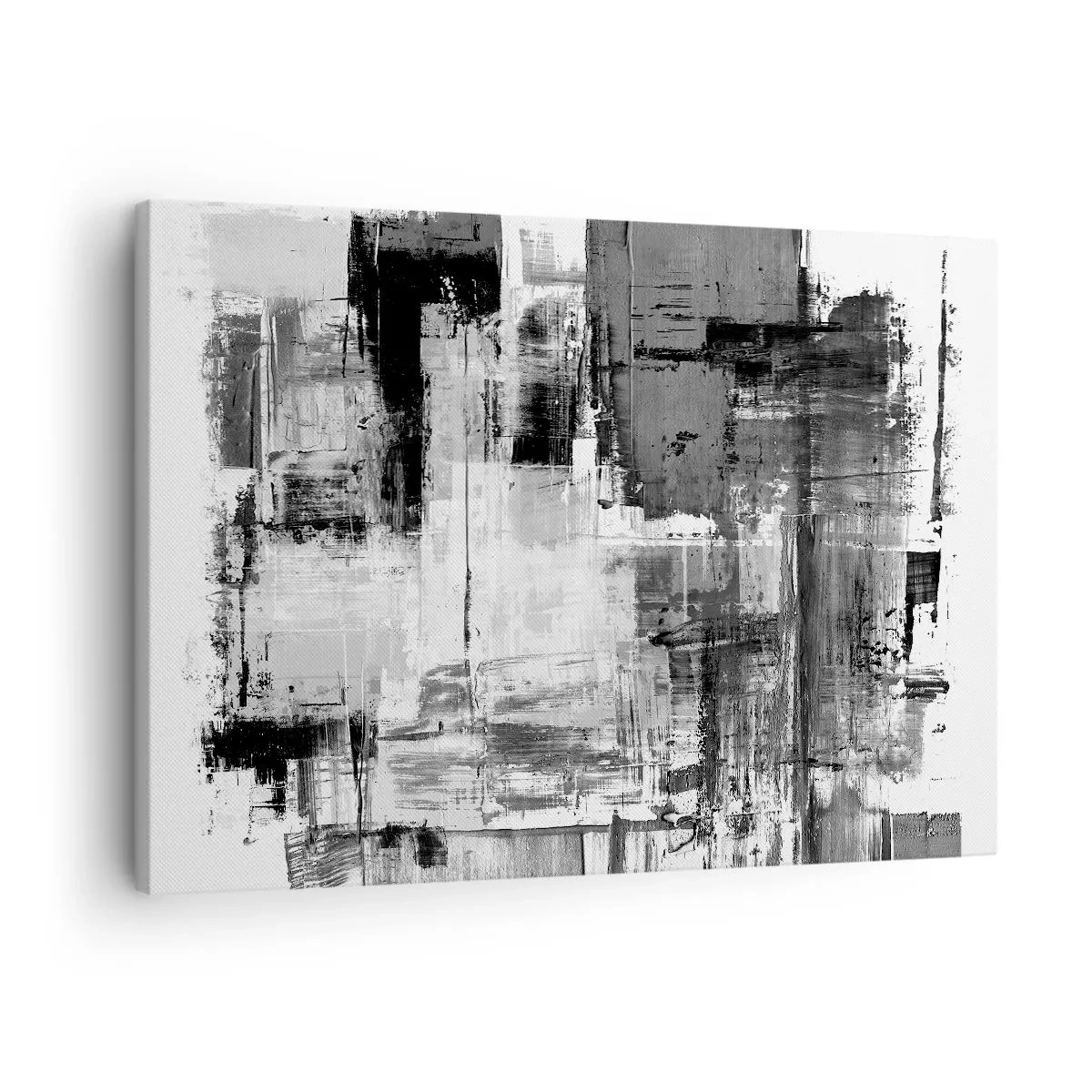 Lærredstryk - Billede på lærred - Abstrakt komposition i sort, hvid og grå - 70x50cm - Gråt er smukt - Moderne vægdekoration til stue og soveværelse ARTTOR