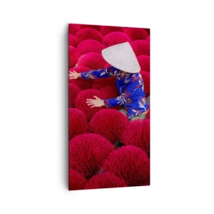 Lærredstryk - Billede på lærred - I en rismark - 55x100 cm