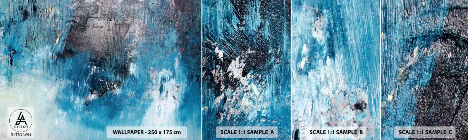 Fototapet Prøve Standard Eco - Blå rapsodi - Abstraktion, Stykke, Moderne kunst - 100x30 cm