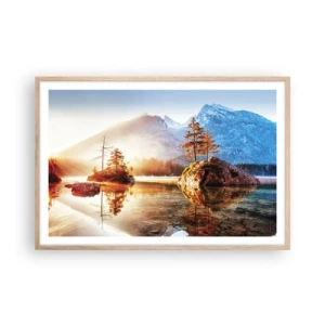 Plakat i ramme af lyst egetræ - Naturen i et nyt lys - 91x61 cm