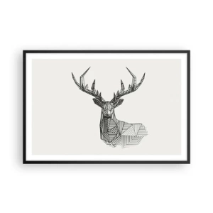 Plakat i sort ramme - Hjorte i kubistisk stil - 91x61 cm