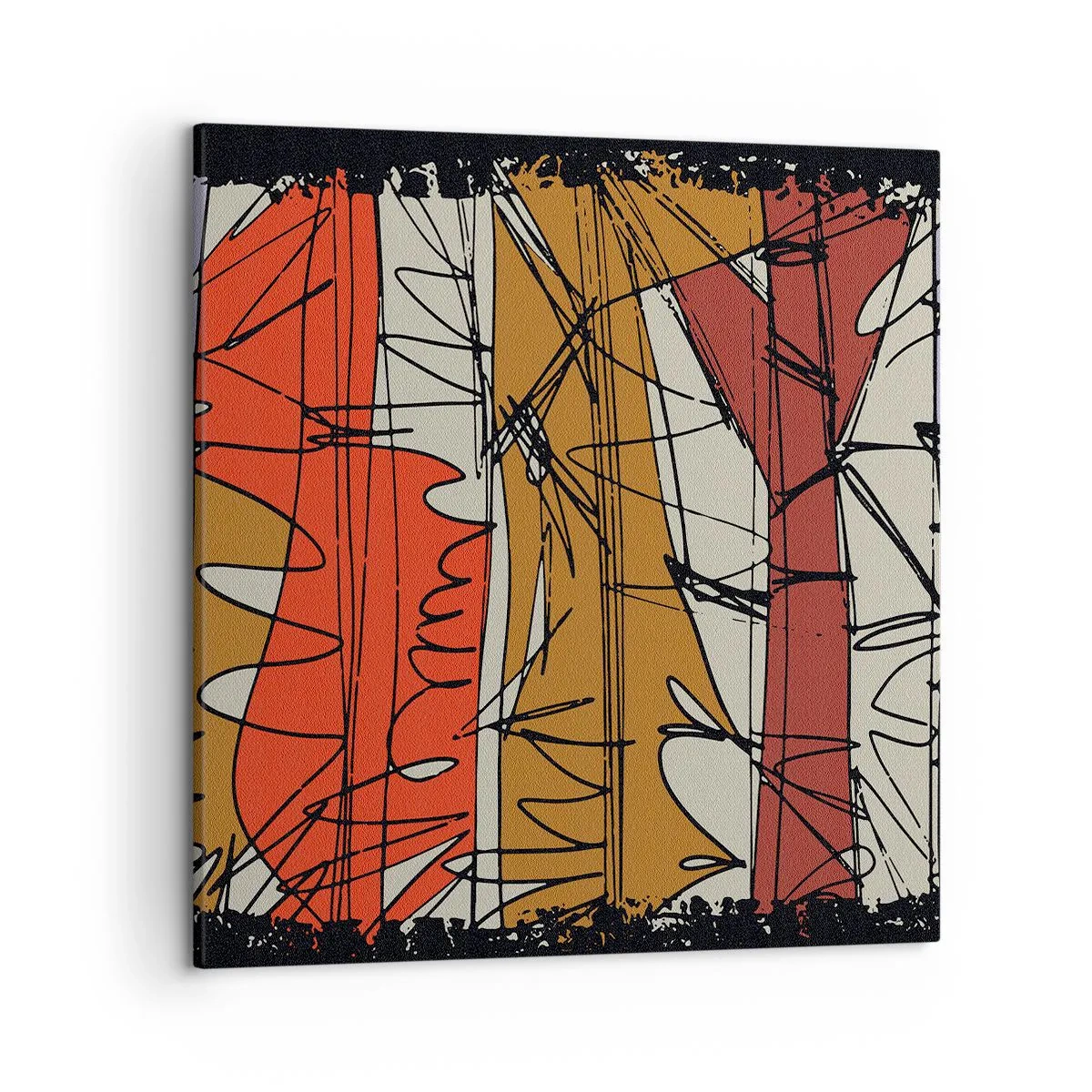 Lærredstryk - Billede på lærred - Spontan komposition - 50x50 cm