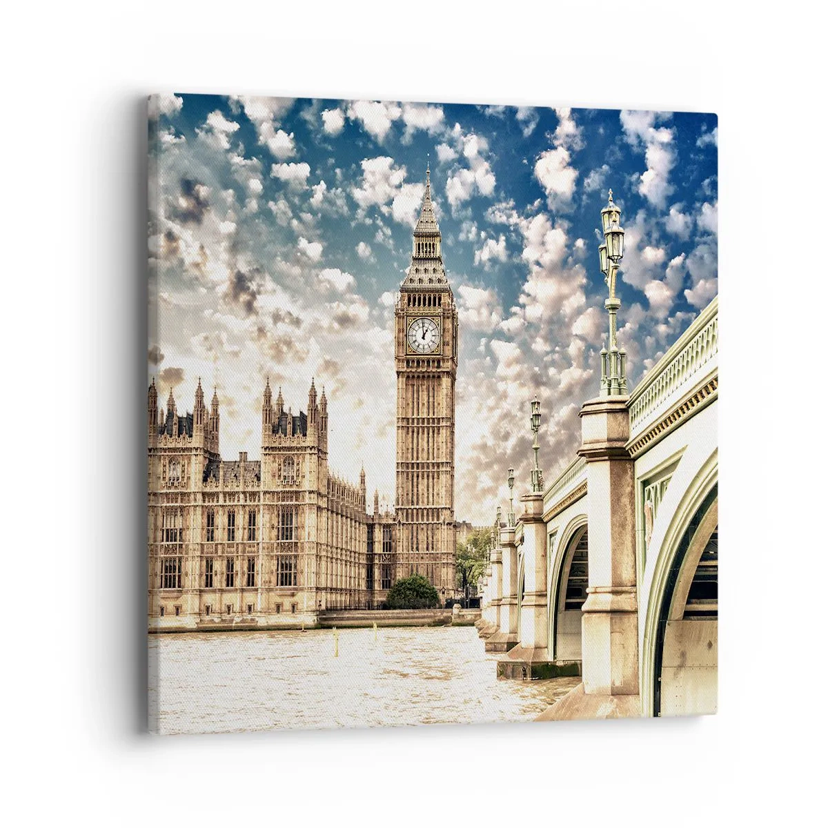 Lærredstryk - Billede på lærred - Fjeragtige skyer over Themsen - 40x40 cm