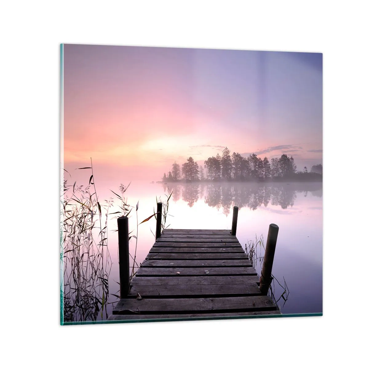 Billede på glas - Ud af den lilla tåge... - 70x70 cm