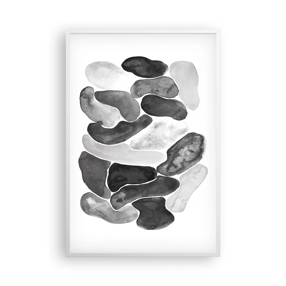 Plakat i hvid ramme - Stenet abstraktion - 61x91 cm