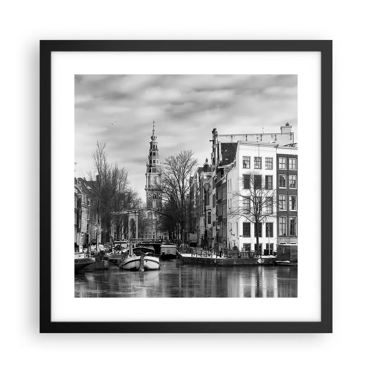 Plakat i sort ramme - Amsterdam stemning - 40x40 cm