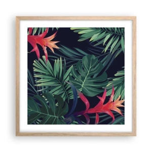 Plakat i ramme af lyst egetræ - Brænd i grønt - 50x50 cm