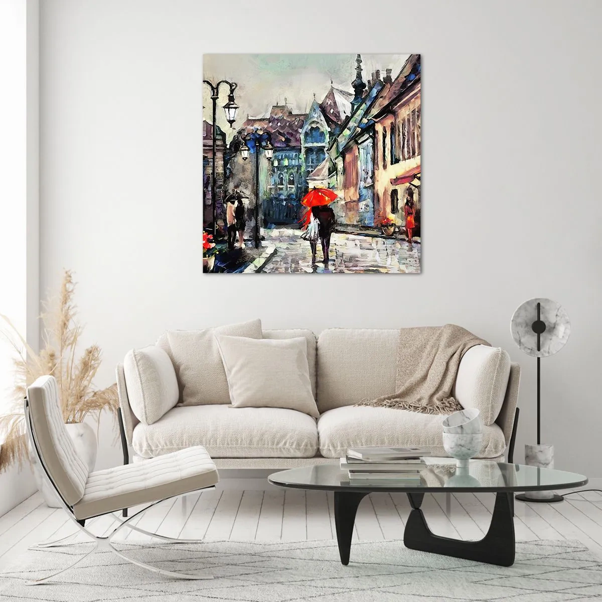 Billede på glas - Regn til to - 70x70 cm