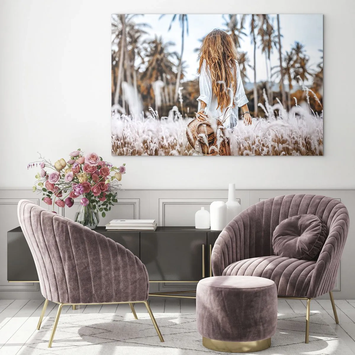 Billede på glas - Født af græsdun - 120x80 cm