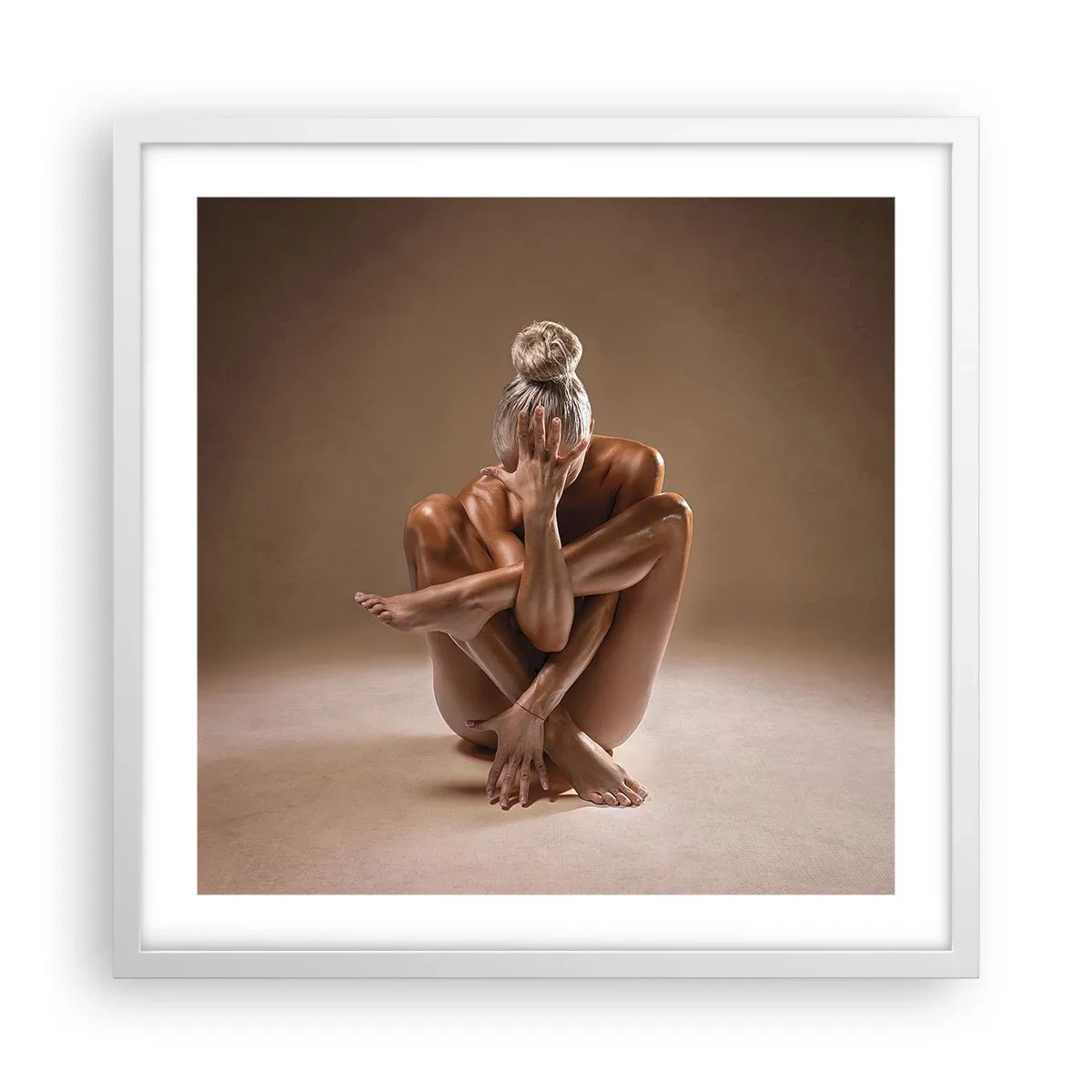 Plakat i hvid ramme - Enhed mellem krop og ånd - 50x50 cm