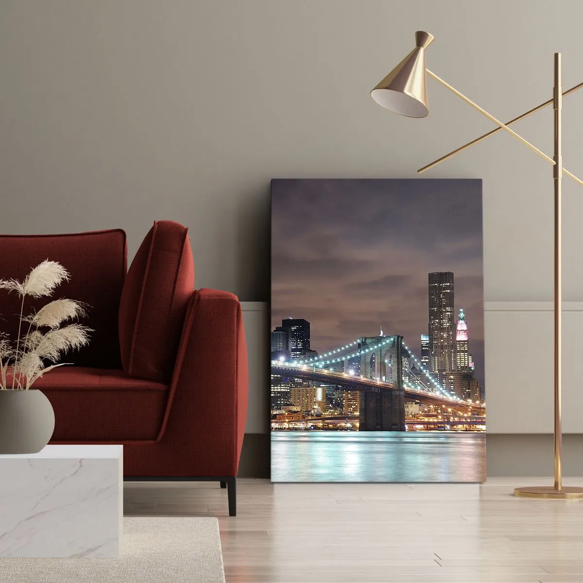 Lærredstryk - Billede på lærred - Lys i den store by - 50x70 cm