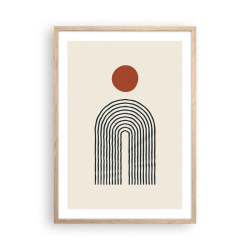 Plakat i ramme af lyst egetræ - Magnetisme af former og farver - 50x70 cm