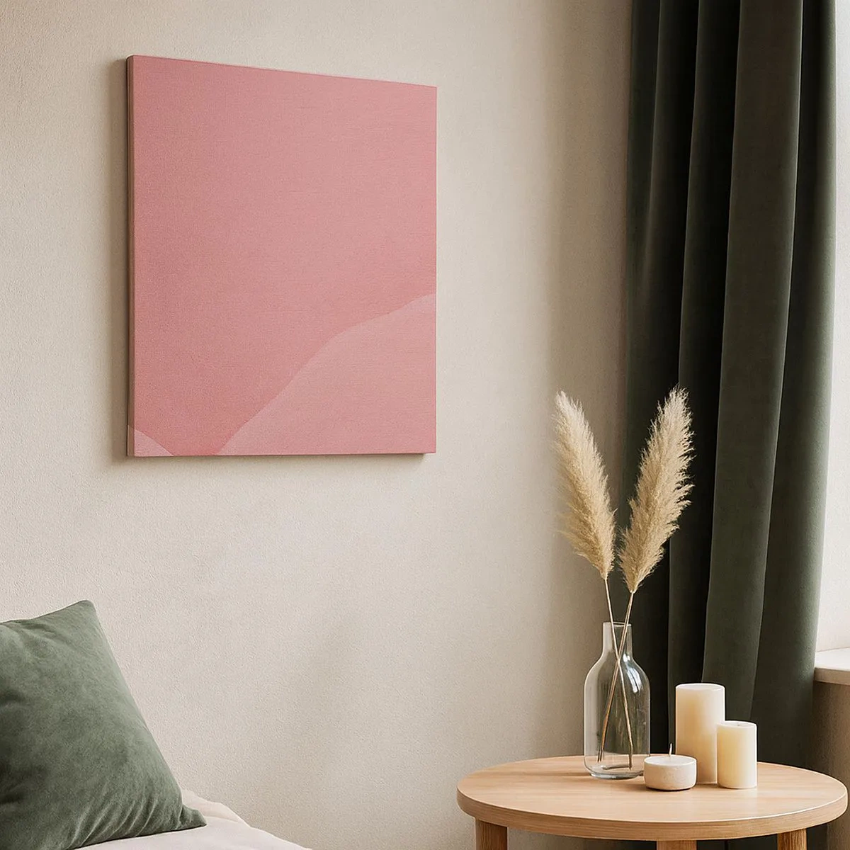 Lærredstryk - Billede på lærred - Organisk komposition i pink - 30x30 cm