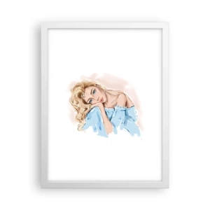 Plakat i hvid ramme - Drømmende i blåt - 30x40 cm