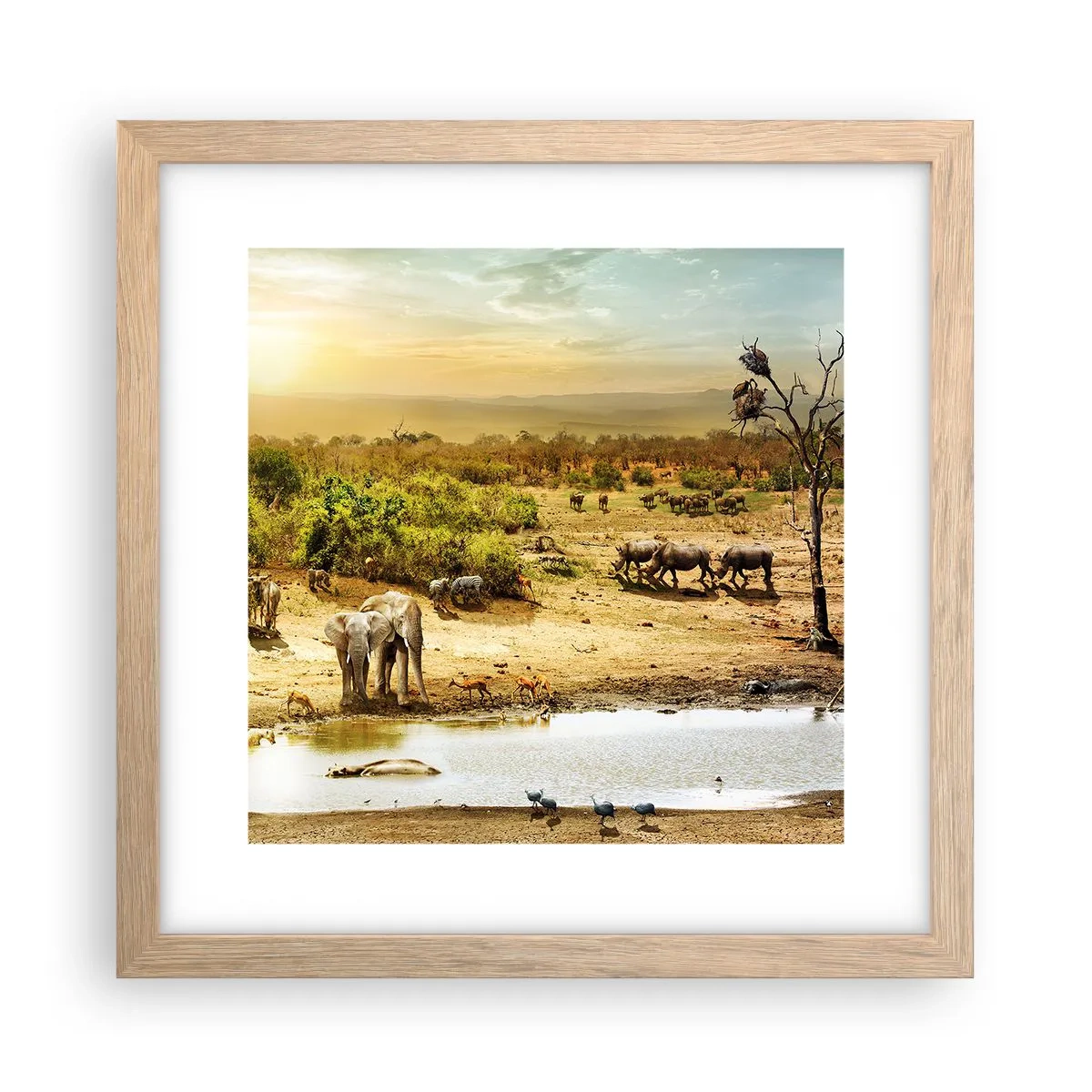 Plakat i ramme af lyst egetræ - "Og ud af Eden flød en flod...". - 30x30 cm