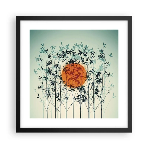 Plakat i sort ramme - Japansk sol - 40x40 cm
