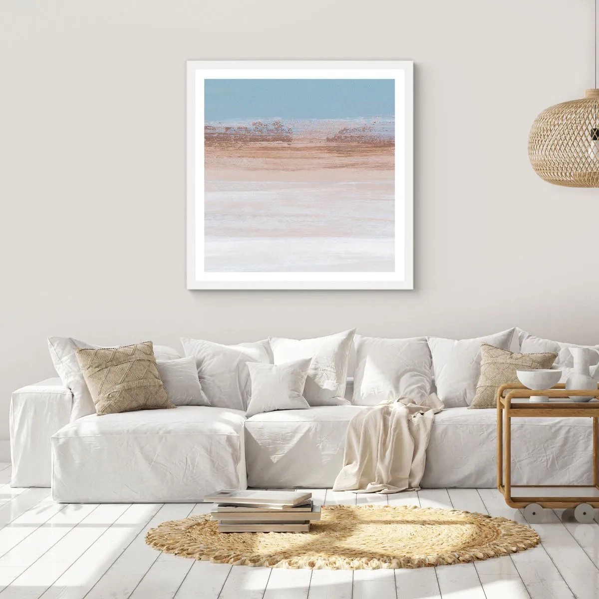Plakat i hvid ramme - Tvetydigt landskab - 50x50 cm