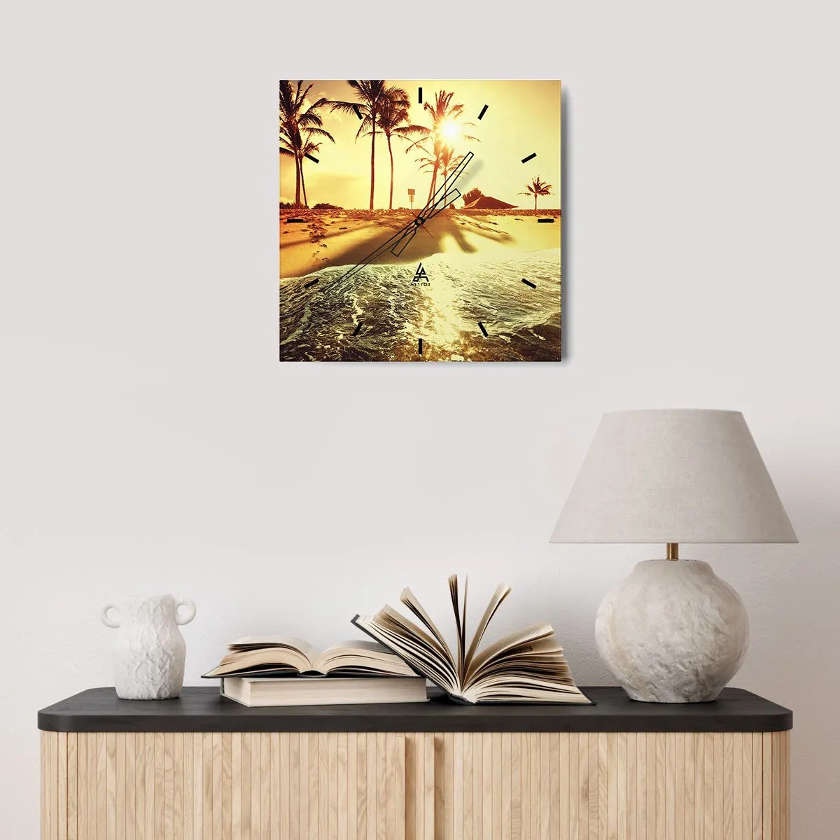 Vægur, Uret - Eftermiddag i Californien - 40x40 cm