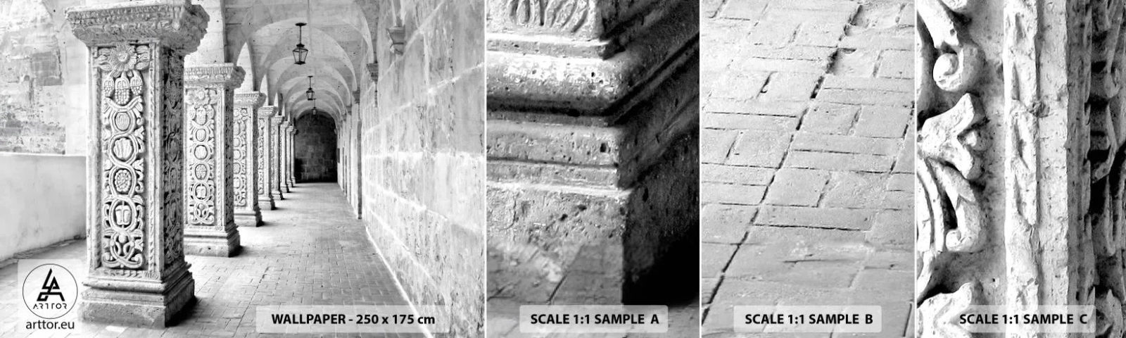 Fototapet Prøve Standard Eco - Og hvor går det hen...? - Arkitektur, Stykke, Sort og hvid - 100x30 cm