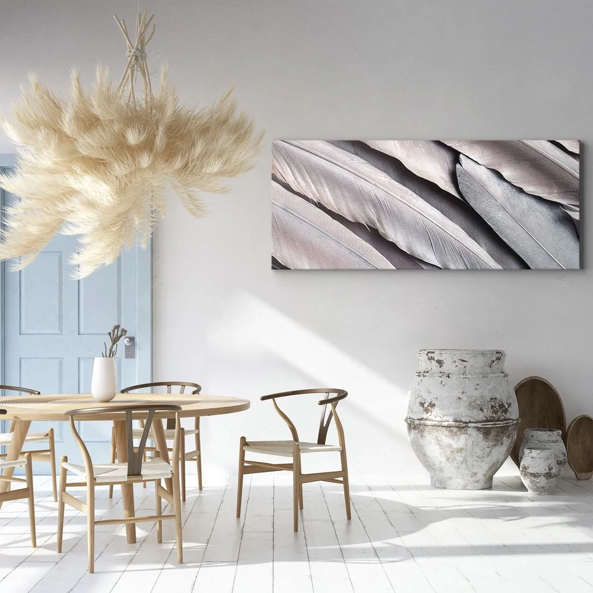 Lærredstryk - Billede på lærred - I lyserødt sølv - 100x40 cm