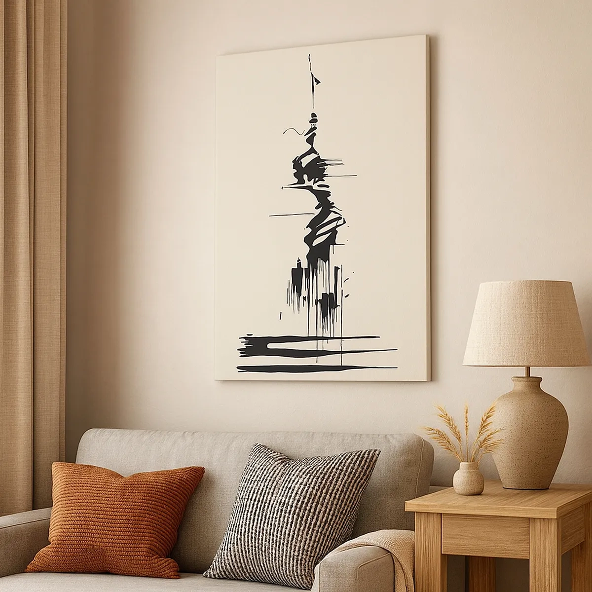 Lærredstryk - Billede på lærred - Skyndsom abstraktion - 50x70 cm