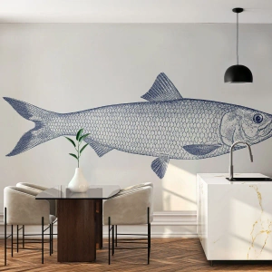 Fototapet Selvklæbende Deluxe Sticker - Hilsner fra de nordlige have - Fisk, Havdyr, Seaside stil - 100x70 cm