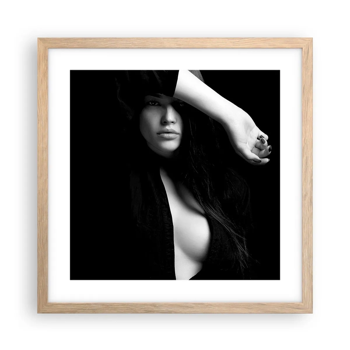 Plakat i ramme af lyst egetræ - Forførelsens skole - 40x40 cm