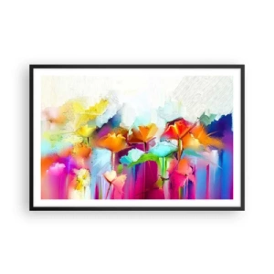 Plakat i sort ramme - Regnbuen i blomstring - 91x61 cm