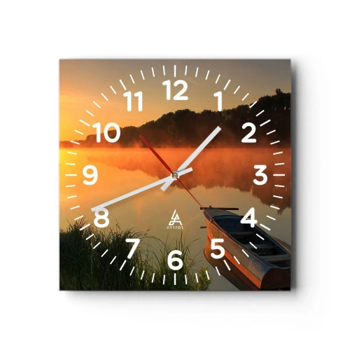 Vægur, Uret - Solopgang over vand som en spejlplade - 40x40 cm