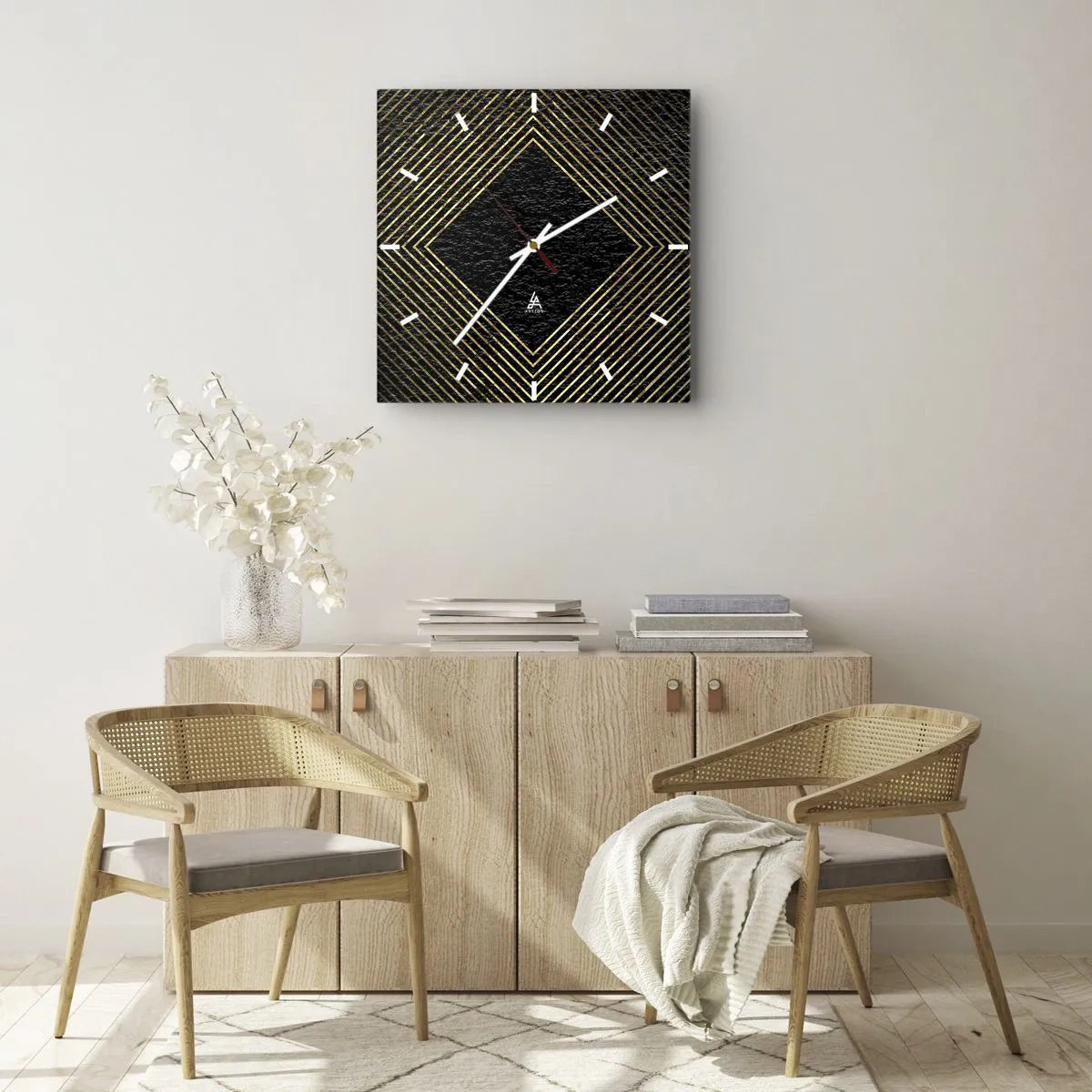 Vægur, Uret - Geometri i glamour-stil - 40x40 cm
