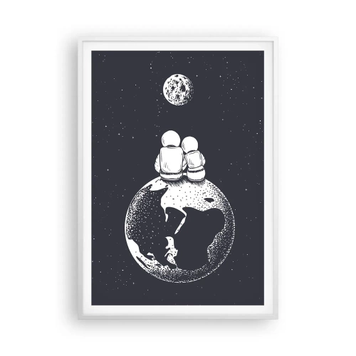 Plakat i hvid ramme - En kosmisk kærlighedshistorie - 70x100 cm